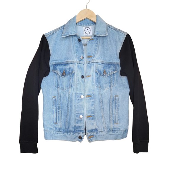 Too Ugly For L.A. Light Blue Denim One-Eyed Smiley Face Trucker Style Jacket - Picture 2 of 6